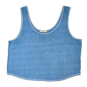 Na Nin Blue Wild Raw Silk Noil Relaxed Loose Fit Oversized Sleeveless Top